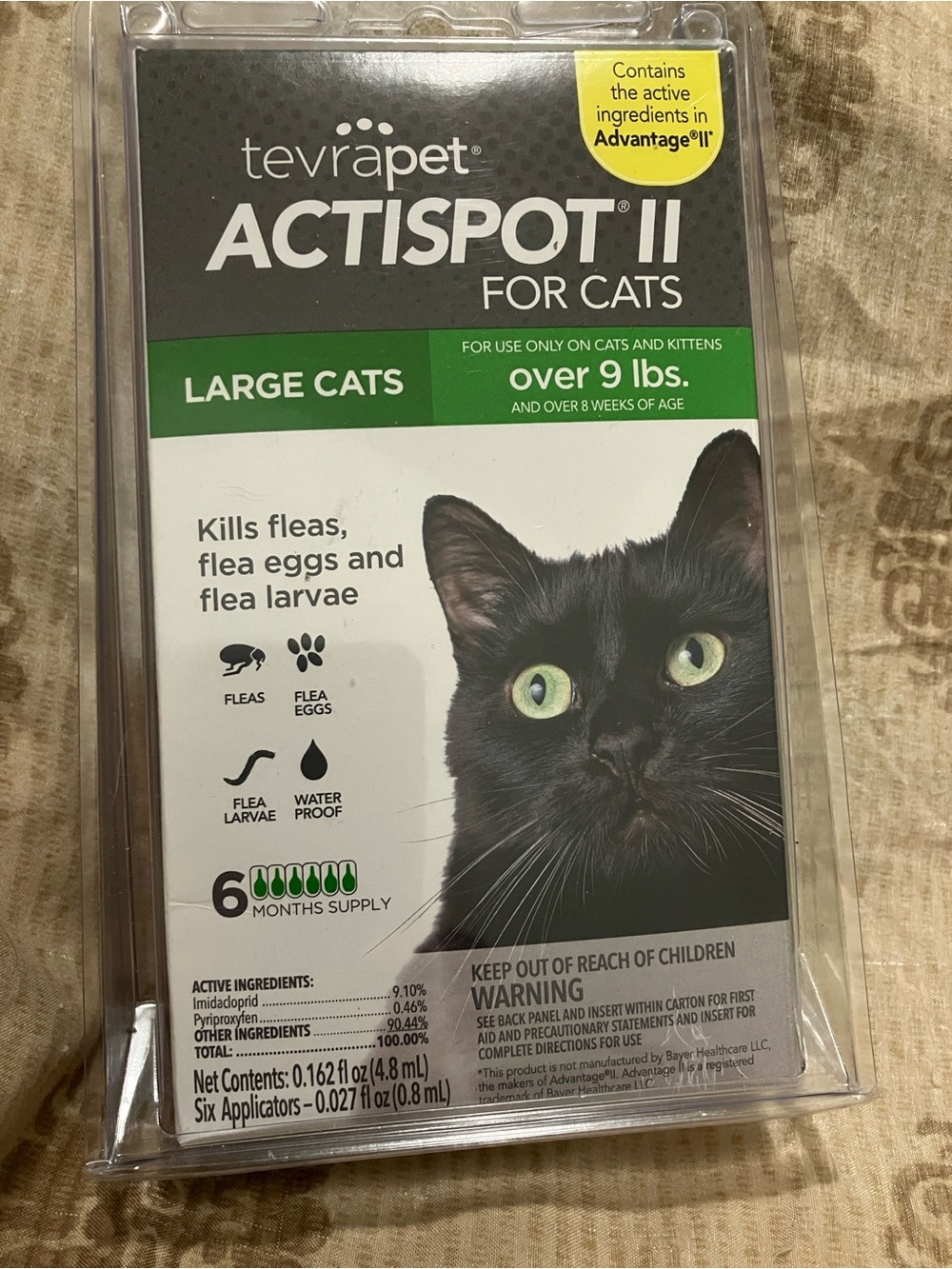 Vetality Advotect II for Cats- >9 lbs 6 ds for Cat Flea and Tick Topical mo